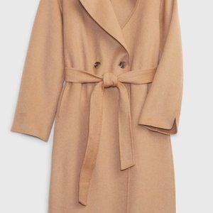 recycled double face wool wrap coat